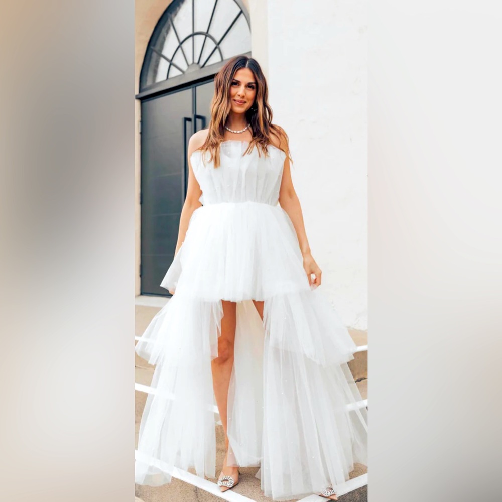 UNTAMED PETALS BY AMANDA JUDGE White High Low Dress - Picture 3 of 5